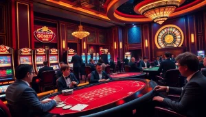 Go8 casino players enjoying an opulent gambling experience at luxurious tables.