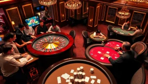 KJC players engaging at a vibrant casino table during an exciting game night.