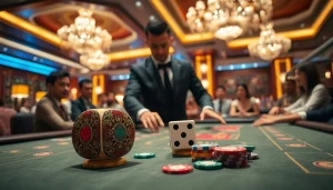 Playing go88 tài xỉu at an elegant casino table, capturing the excitement of the game.