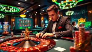 Engaging scene featuring the link vào w88 online gambling experience with vibrant casino elements.