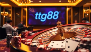 Players enjoying a dynamic roulette game at tg88 casino, showcasing excitement and high stakes.