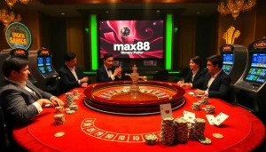 Experience the thrilling atmosphere of max88. vin casino with dynamic roulette action and elegant players.