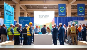 Engage with the construction association north carolina at a vibrant conference booth.