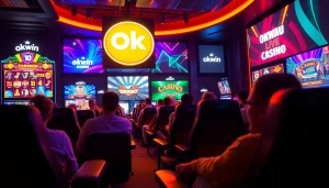 Exciting Okwin gaming atmosphere showcasing diverse players enjoying various online games.