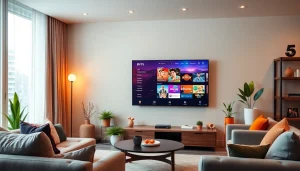 Enjoy seamless streaming with https://bosstv.ca in a modern living room setup featuring a smart TV.