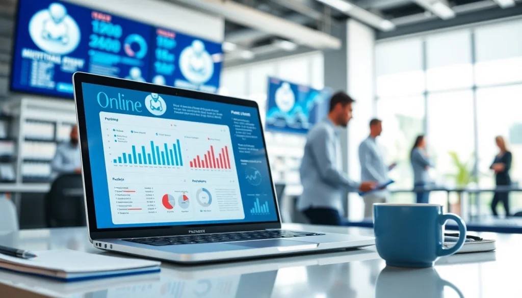 Präsentation von Bewertungen zu Online-Apotheken auf https://www.apotheken-erfahrung.com in einem modernen Büro.