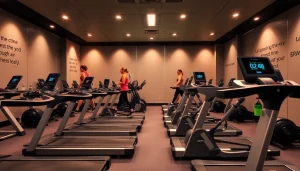 Dynamic scene featuring Ciapo Treadmill and elliptical machines in a modern gym setting, showcasing innovative fitness technology.