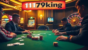 Experience thrilling poker moments at 1179king's luxury casino tables filled with vibrant gaming action.