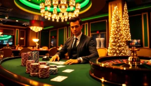 Betting excitement at Nhà Cái S8 with cards, chips, and a roulette wheel.