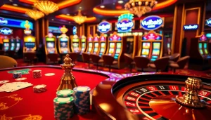 Enjoying an exciting game at Vuabai9's luxurious casino table filled with colorful poker chips and cards.