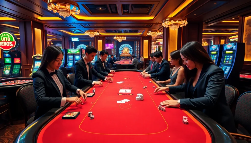 Experience the thrill of playing at UU88's premium casino tables, surrounded by excitement and luxury.