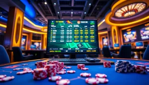 Engaging scene of Đá Gà BJ38 betting with vibrant casino elements showcasing excitement and strategy.