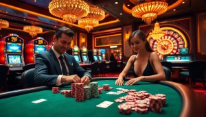 Experience the thrill of high-stakes gambling at a Go8 luxury casino with an intense poker game.