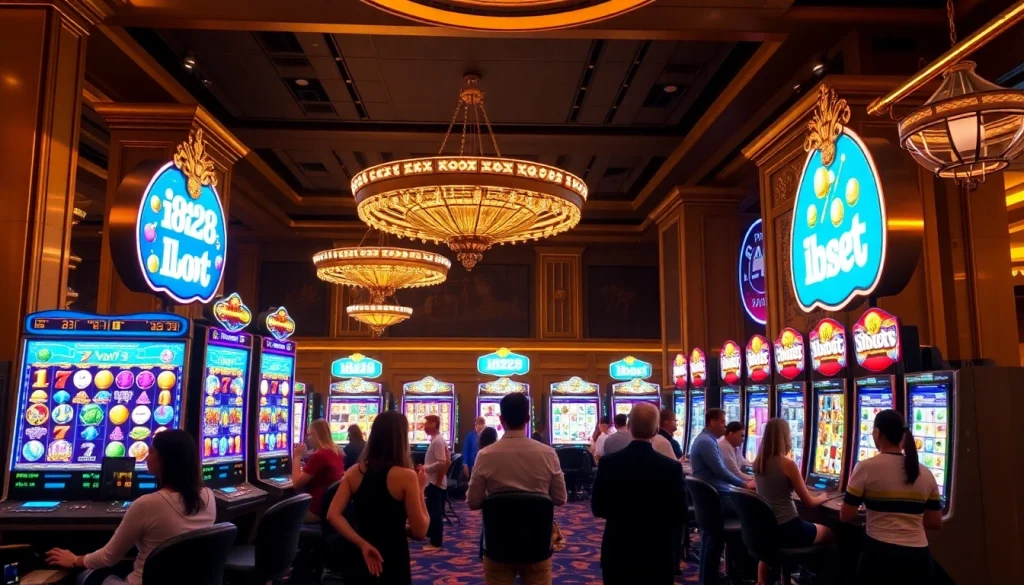 Play and win at the exciting i828 slot machines in a vibrant casino atmosphere.