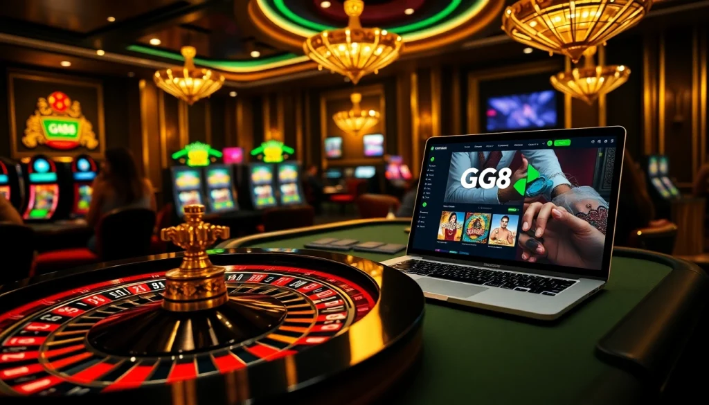 Engage in thrilling gaming experiences at https://gg88.mov/ showcasing a luxurious casino environment.