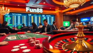Engaged players enjoying exciting casino games at Fun88, showcasing thrill and luxury.