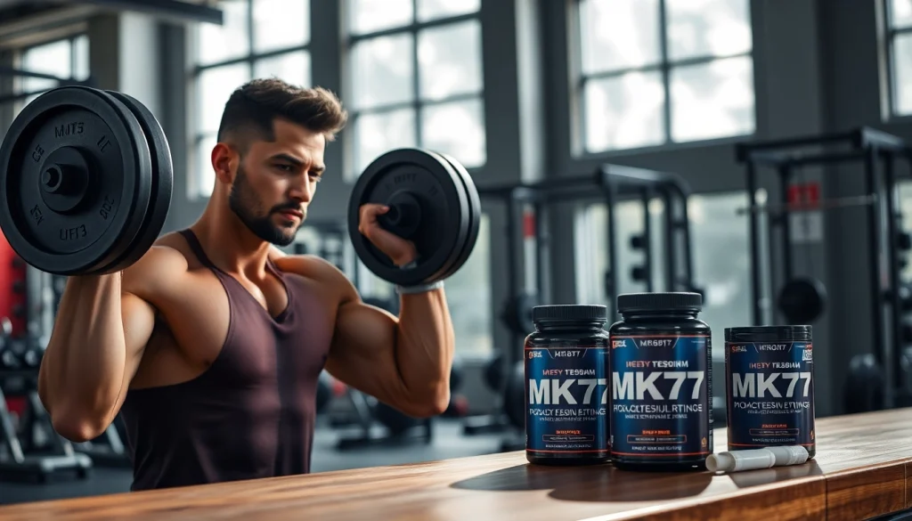 Get mk677 uk supplements prominently featured in an energizing gym scene.