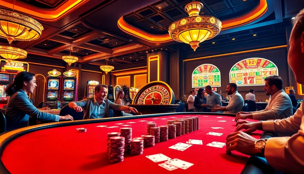 Action-packed poker game at 789p casino, highlighting colorful chips and a luxurious atmosphere.