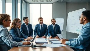 Audit Services in UAE: A professional team of auditors collaborating in a modern office setting.