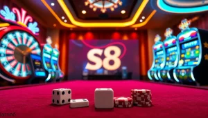 Experience the thrill at Nhà Cái S8 with vibrant casino visuals and advanced gaming interfaces.