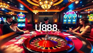 Experience thrilling gameplay at U888 with engaging poker tables and colorful chips.