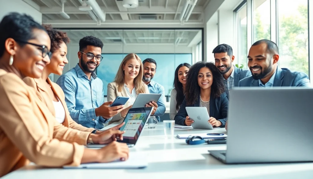 Lingo Connect facilitating real-time language interpretation in a diverse professional environment.