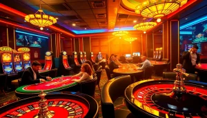 Lương Sơn TV offers an exciting view of players celebrating wins at a luxurious casino.