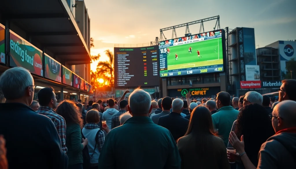 Taruhan bandar bola di lokasi ramai dengan penonton yang bersemangat.