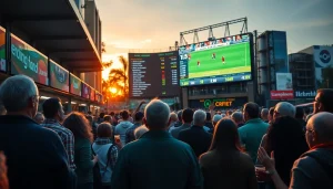 Taruhan bandar bola di lokasi ramai dengan penonton yang bersemangat.