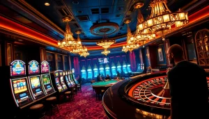 Exciting casino scene of slots and poker tables showcasing https://juliealexanderart.com/section/ experiences.