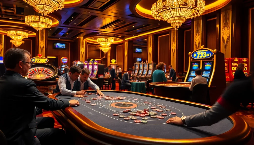 Experience the thrill of 733bet at a vibrant casino with lively players and exciting games.