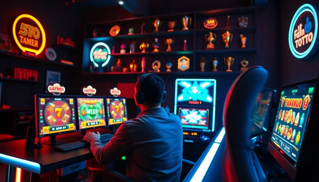 Gamer playing petani toto on a vibrant online gaming platform with engaging visuals.