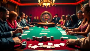 Engaging casino atmosphere showcasing poker and gambling elements related to https://622bett.com.br/.