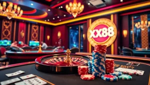 Gamblers enjoying a thrilling experience at https://xx88.pizza/ with luxury casino visuals.