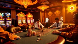 Play an exciting jili slot game at a vibrant casino table surrounded by colorful chips and warm lighting.