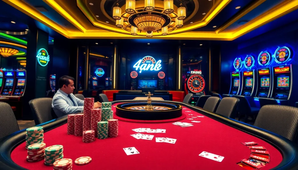 Experience high-stakes excitement at https://lc88.art/ with poker tables, vibrant chips, and roulette wheels.