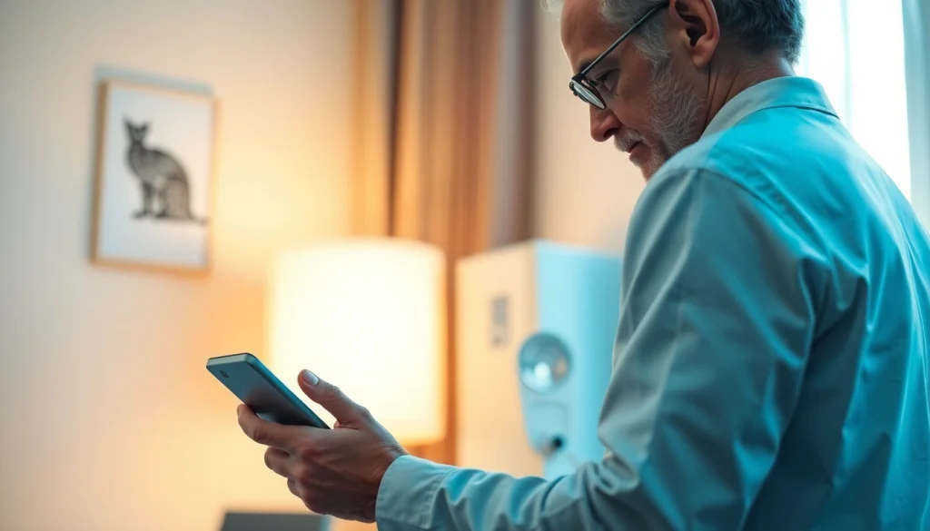 Atencion medica a domicilio: médico examinando a un paciente en su hogar con tecnología moderna.