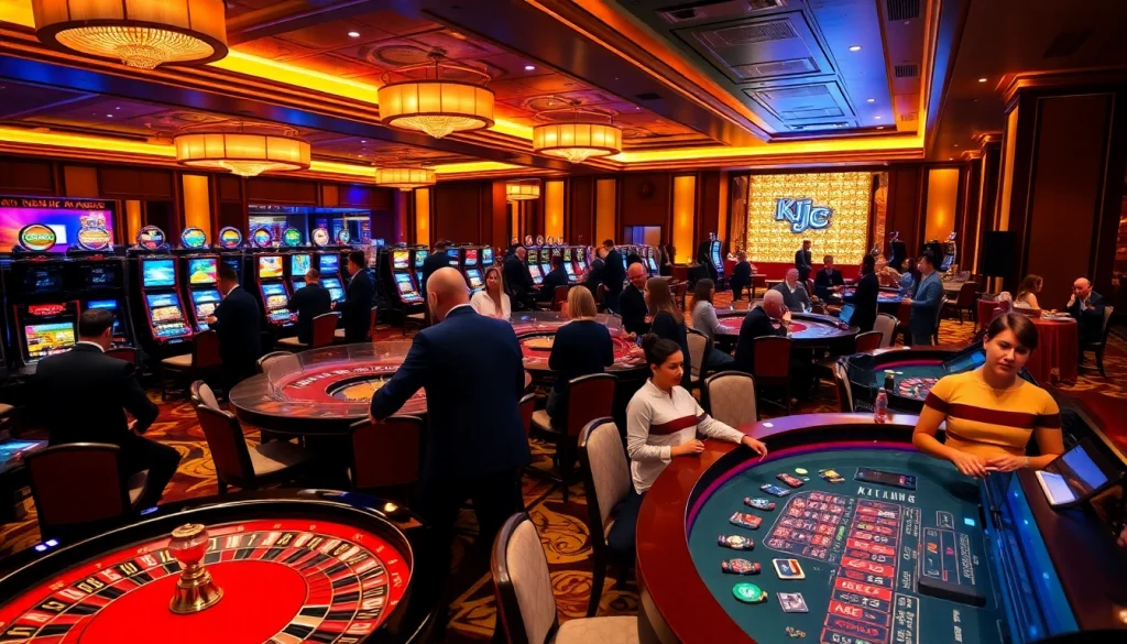 Players engaged in thrilling casino games at KJC's luxurious venue, highlighting excitement and professionalism.