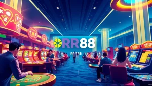 Exciting scene at Trang chủ RR88 casino with players enjoying games in a vibrant atmosphere.