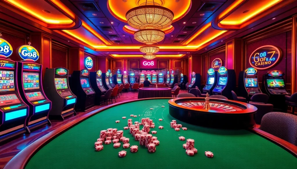 Go8 players enjoying a thrilling gaming experience at a luxurious online casino.