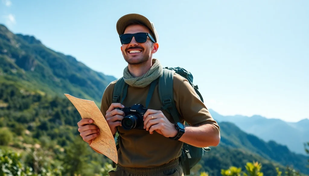 Experience outdoor adventure with https://fernweh-abenteuer.de, featuring a traveler amidst nature's beauty.