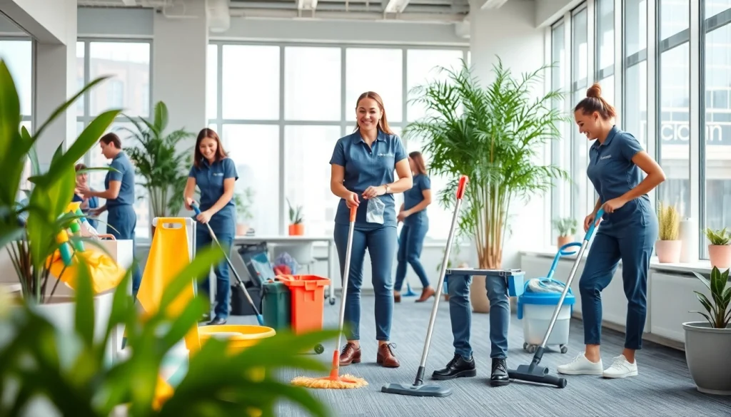 Office Cleaning Services Dubai team enhancing workplace cleanliness and atmosphere in an office setting.