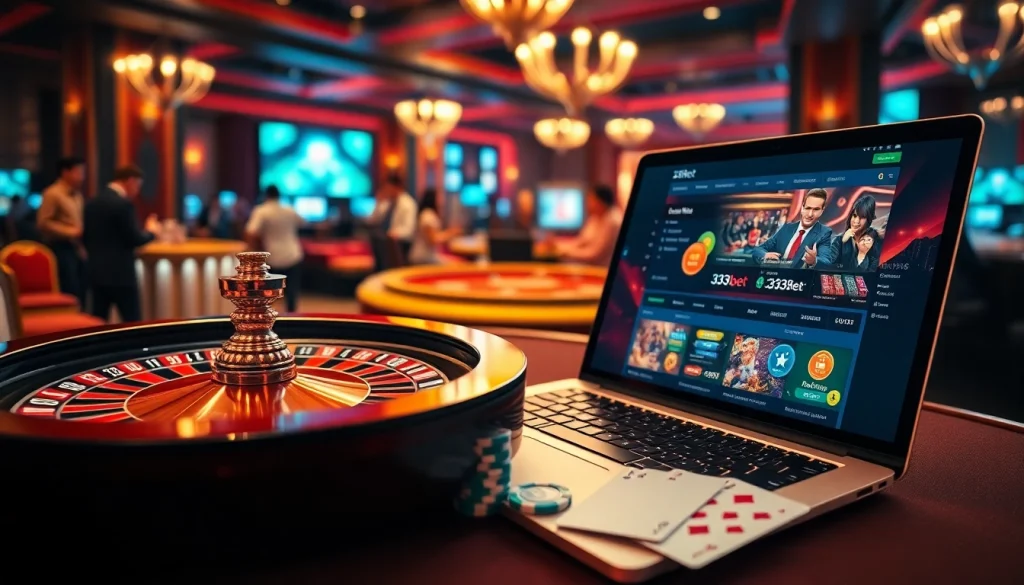 Engaging with the 333bet online platform while enjoying a luxurious casino experience.