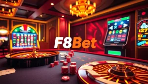 Experience the thrill of F8Bet with lively gaming action at a luxurious casino table.