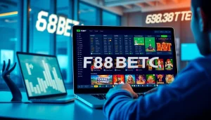 Engaging online gambling experience with F88BET interface, colorful game graphics.