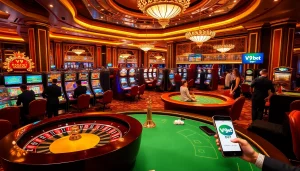 Experience the thrill of V9 bet with vibrant casino tables and exciting games in an inviting atmosphere.