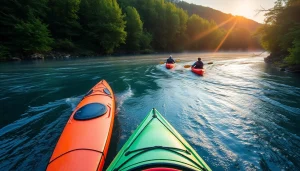Découvrez l'aventure de bouillon de kayak sur la Semois, avec des pagaies en mouvement et des paysages verdoyants en toile de fond.
