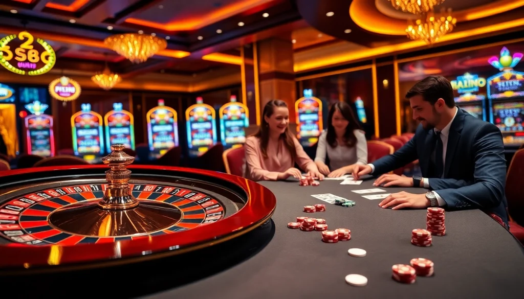 Exciting scene featuring enthusiastic players at an S8 casino table, celebrating their big wins.
