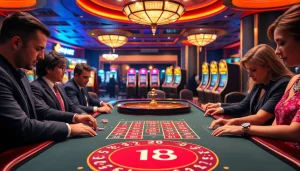 Players engage in thrilling games at Hi88 casino, showcasing excitement and luxury.