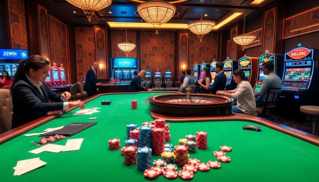 Engage with thrilling games at https://32win.football/ with vibrant tables and excited players.